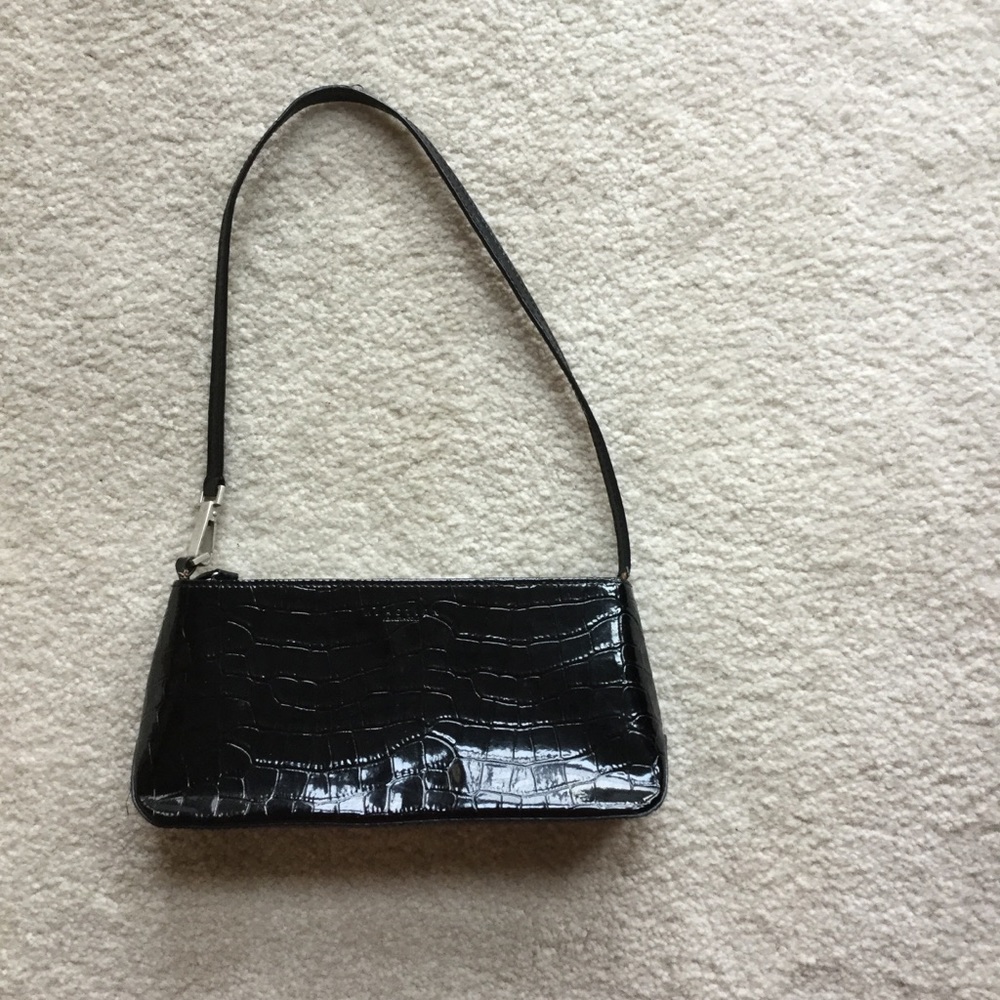 Black patent handbag